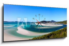 Obraz s hodinami 1D panorama - 120 x 50 cm F_AB52090672 - Whitehaven beach