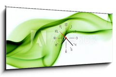 Obraz s hodinami   green abstract smoke curves, 120 x 50 cm