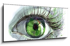 Obraz s hodinami 1D panorama - 120 x 50 cm F_AB52241542 - human eye - lidsk oko