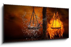 Obraz s hodinami 1D panorama - 120 x 50 cm F_AB52289605 - Balance between fire and water