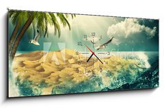 Obraz s hodinami 1D panorama - 120 x 50 cm F_AB53121953 - Beauty Ocean, beauty natural backgrounds for your design - Krása oceán, krása přírodní pozadí pro váš design
