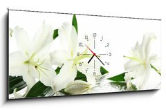 Obraz s hodinami 1D panorama - 120 x 50 cm F_AB53176828 - Beautiful lily, isolated on white