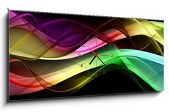 Obraz s hodinami 1D panorama - 120 x 50 cm F_AB53299542 - Abstract grunge color waves - Abstraktní grunge barevné vlny