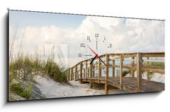 Obraz s hodinami 1D panorama - 120 x 50 cm F_AB53525706 - Boardwalk in the Beach Sand Dunes - Promenda v plovch psench dunch