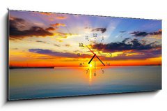 Obraz s hodinami 1D panorama - 120 x 50 cm F_AB53934878 - Sunrise over the Sea - Vchod slunce nad moem