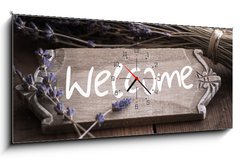 Obraz s hodinami 1D panorama - 120 x 50 cm F_AB54067496 - Welcome to France - Vítejte ve Francii