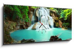 Obraz s hodinami   Huay mae kamin waterfall, 120 x 50 cm