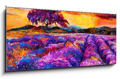 Obraz s hodinami 1D panorama - 120 x 50 cm F_AB54800593 - Lavender fields - Levandulová pole