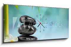 Obraz s hodinami 1D panorama - 120 x 50 cm F_AB55037906 - Stones and Bamboo on the water with narcissus flower