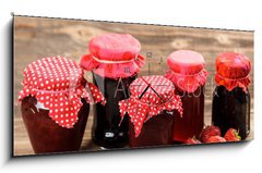Obraz s hodinami 1D panorama - 120 x 50 cm F_AB55261499 - Glass of homemade - Sklenice domácí