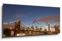 Obraz s hodinami   Brooklyn Bridge New York City, 120 x 50 cm