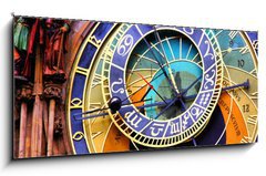 Obraz s hodinami   Close up of the Prague astronomical clock, Czech Republic, 120 x 50 cm