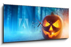 Obraz s hodinami 1D panorama - 120 x 50 cm F_AB56512071 - Spooky Halloween Night