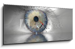 Obraz s hodinami 1D panorama - 120 x 50 cm F_AB5681033 - Auge + Wassereffekt - Účinek očí a vody