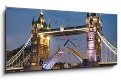 Obraz s hodinami   Tower Bridge, 120 x 50 cm