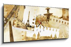 Obraz s hodinami   Parisian memories  old photo album, 120 x 50 cm