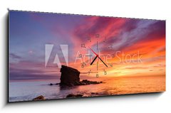 Obraz s hodinami 1D panorama - 120 x 50 cm F_AB57316748 - Dawn at Collywell Bay - Úsvit v zátoce Collywell