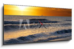 Obraz s hodinami 1D panorama - 120 x 50 cm F_AB5745592 - a picture of ocean water, sand and sun