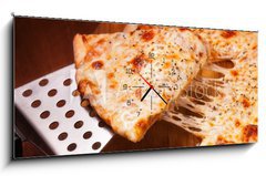 Obraz s hodinami 1D panorama - 120 x 50 cm F_AB57847529 - Pizza