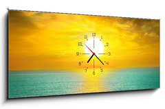 Obraz s hodinami 1D panorama - 120 x 50 cm F_AB58282412 - Beautiful sunset above the sea - Krásný západ slunce nad mořem