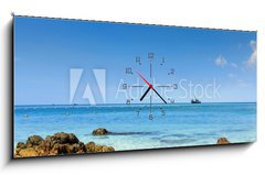 Obraz s hodinami 1D panorama - 120 x 50 cm F_AB58512794 - Beach on Holiday - Pl na dovolen