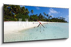 Obraz s hodinami 1D - 120 x 50 cm F_AB58724072 - Landscape of of Maina Island in Aitutaki Lagoon Cook Islands - Krajina ostrova Maina v laguně Aitutaki Cookovy ostrovy