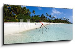 Obraz s hodinami   Landscape of of Maina Island in Aitutaki Lagoon Cook Islands, 120 x 50 cm