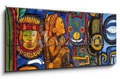 Obraz s hodinami   Graffiti in a wall in Mexico City, 120 x 50 cm