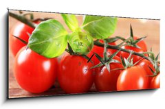 Obraz s hodinami 1D panorama - 120 x 50 cm F_AB59524463 - Bunch of red tomatoes - Banda ervench rajat