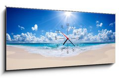 Obraz s hodinami 1D panorama - 120 x 50 cm F_AB59945856 - tropical beach and sea - landscape