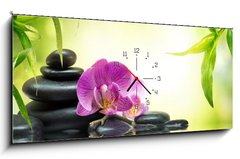 Obraz s hodinami   alternative massage in bamboo garden on water, 120 x 50 cm