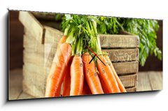Obraz s hodinami 1D panorama - 120 x 50 cm F_AB59972798 - fresh carrots - čerstvou mrkev