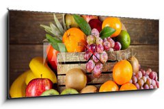 Obraz s hodinami 1D panorama - 120 x 50 cm F_AB59973409 - fresh fruits - erstv ovoce