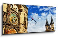 Obraz s hodinami 1D panorama - 120 x 50 cm F_AB60331923 - Prague, Czech Republic - view of square and astronomical clock