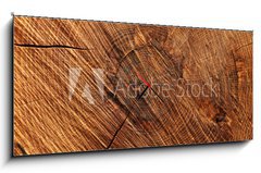 Obraz s hodinami 1D panorama - 120 x 50 cm F_AB60558445 - Wooden background