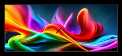 Obraz s hodinami 1D panorama - 120 x 50 cm F_AB607348262 - Abstract colorful smoke on a black background
