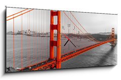Obraz s hodinami 1D panorama - 120 x 50 cm F_AB61030052 - Golden Gate, San Francisco, California, USA. - Golden Gate, San Francisco, Kalifornie, USA.