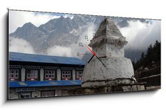 Obraz s hodinami 1D - 120 x 50 cm F_AB6123816 - Stupa with Om Ma Ne Pad Me Hum stones