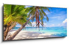 Obraz s hodinami   Coconut Palm tree on the white sandy beach, 120 x 50 cm