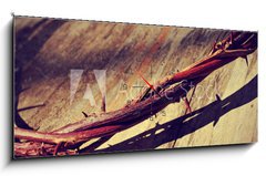 Obraz s hodinami 1D - 120 x 50 cm F_AB62186760 - the Jesus Christ crown of thorns, with a retro filter effect - korunu trn Jee Krista, s retrofiltrem