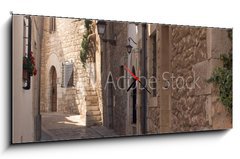 Obraz s hodinami 1D panorama - 120 x 50 cm F_AB624399 - sitges lane - sedí pruh
