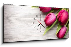 Obraz s hodinami   Tulip., 120 x 50 cm