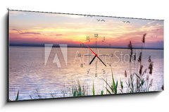Obraz s hodinami 1D panorama - 120 x 50 cm F_AB62496449 - el lago de las nubes de colores