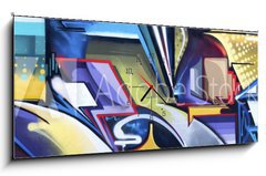 Obraz s hodinami   Graffiti, 120 x 50 cm