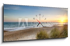 Obraz s hodinami   Sunset Beach, 120 x 50 cm