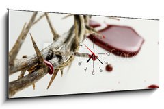 Obraz s hodinami   Drops of Blood, 120 x 50 cm