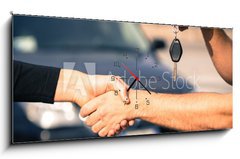 Obraz s hodinami 1D panorama - 120 x 50 cm F_AB64255757 - car sales - prodej automobilů