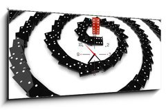 Obraz s hodinami 1D panorama - 120 x 50 cm F_AB6430117 - domino effect - domino efekt