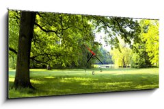 Obraz s hodinami 1D panorama - 120 x 50 cm F_AB64432379 - Lush forest - Svěží les