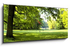 Obraz s hodinami 1D panorama - 120 x 50 cm F_AB64432379 - Lush forest - Sv les